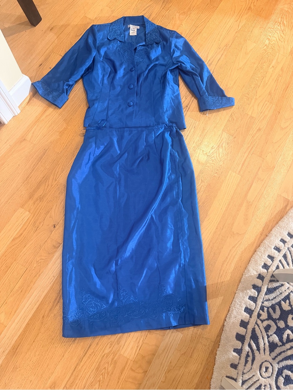 Ladies Size 16 "Plaza South" Royal Blue Two-Piece Midi Dress Skirt Set